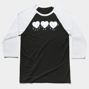 White Cheerful Valentines Day Hearts Baseball T-Shirt